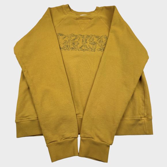 CRTFD Organic Cotton Embroidered Logo Crewneck Sweatshirt in Mustard Size Large - Picture 5 of 12